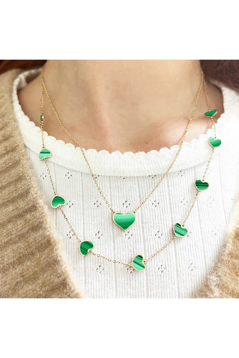 Malachite Heart Station Necklace, Alternate, color, Malachite