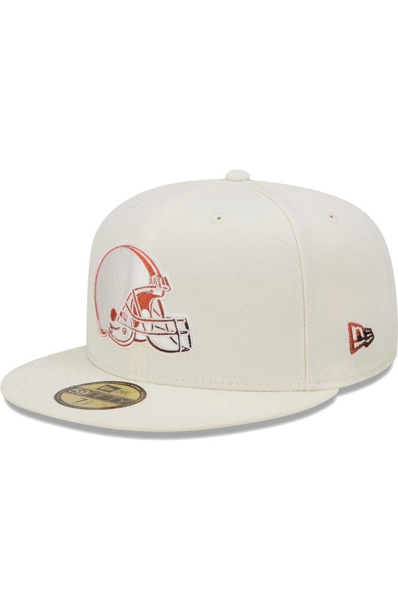 New Era Men's New Era Cream Cleveland Browns Chrome Color Dim 59FIFTY Fitted Hat, Main, color, Cream