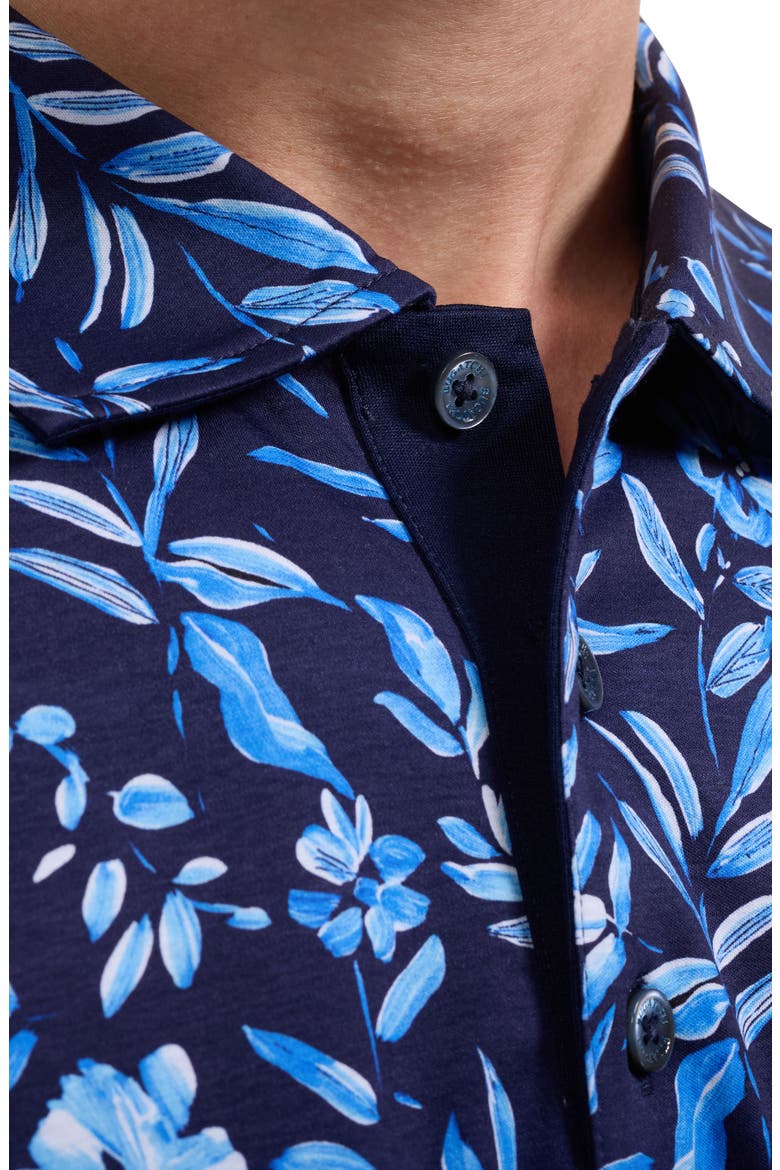 Hendrix Digital Floral Print Pima Cotton Polo, Alternate, color, NAVY