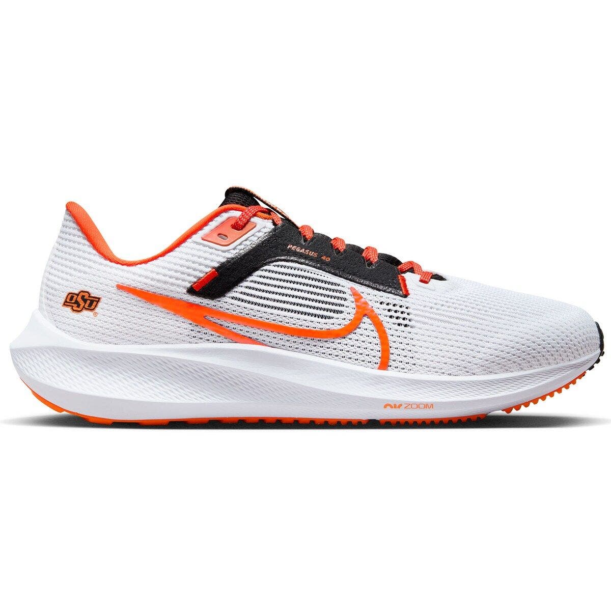 Nike Unisex Nike  White Oklahoma State Cowboys Zoom Pegasus 40 Running Shoe, Alternate, color, White