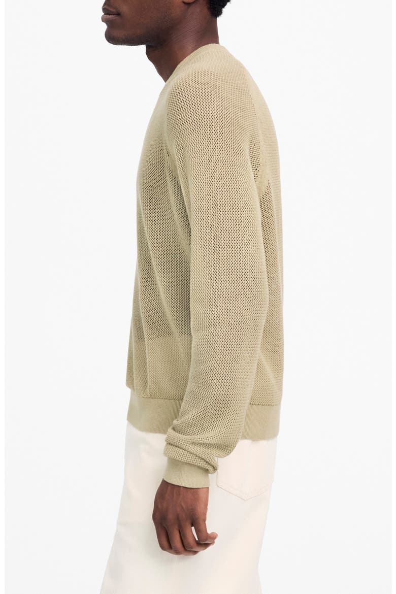 Mesh Knit Crewneck Sweater, Alternate, color, LIGHT CARGO