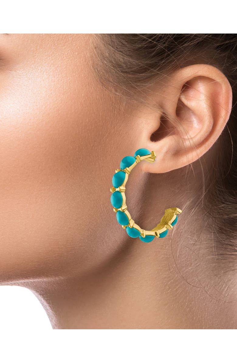 JARDIN Large Round Faux Turquoise Hoop Earrings, Alternate, color,