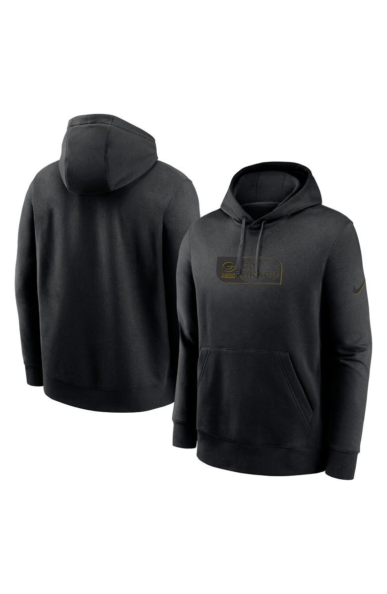 Nike Men's Nike Black Green Bay Packers Edge French Terry Club Pullover Hoodie, Main, color, 