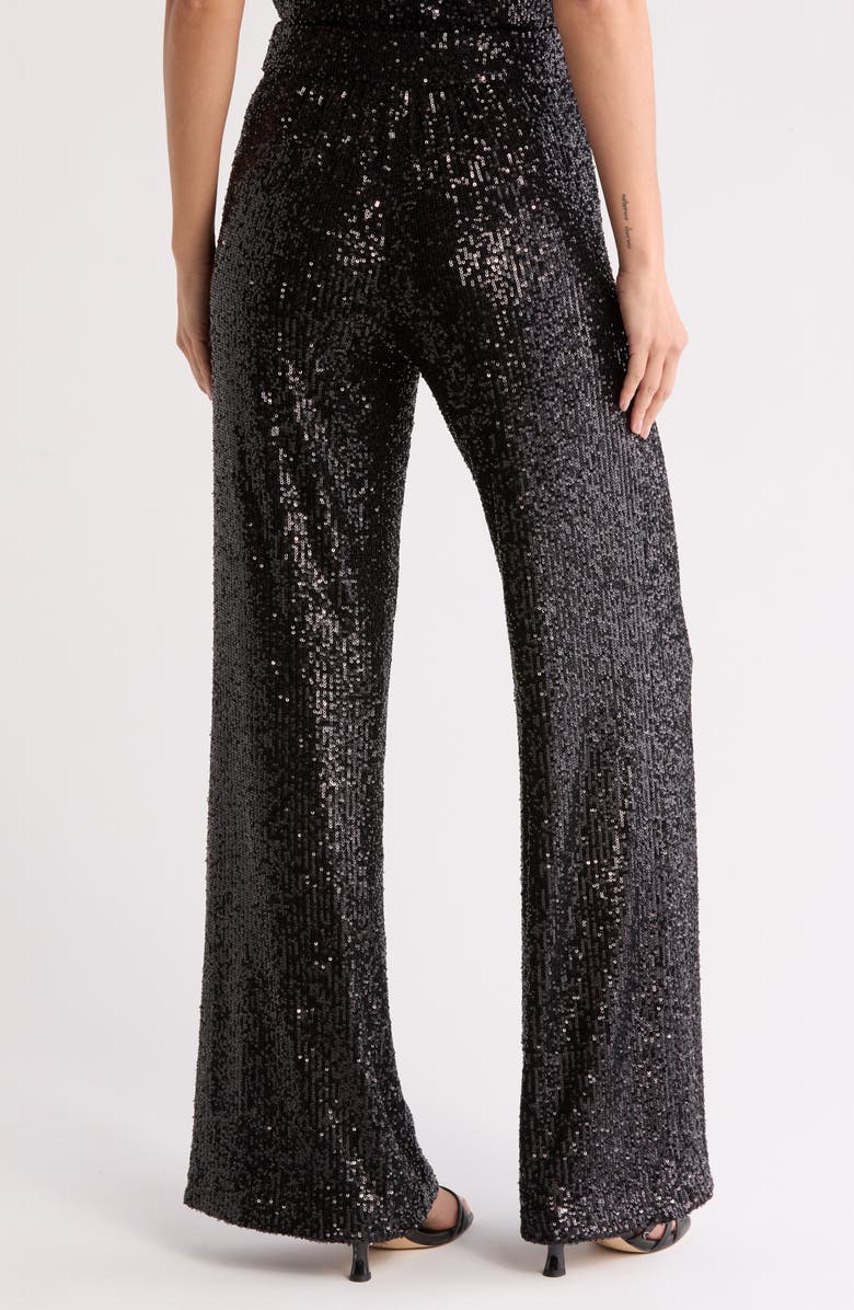 Ramy Brook Lavenia Wide Leg Sequin Pants, Alternate, color, Black Sequin