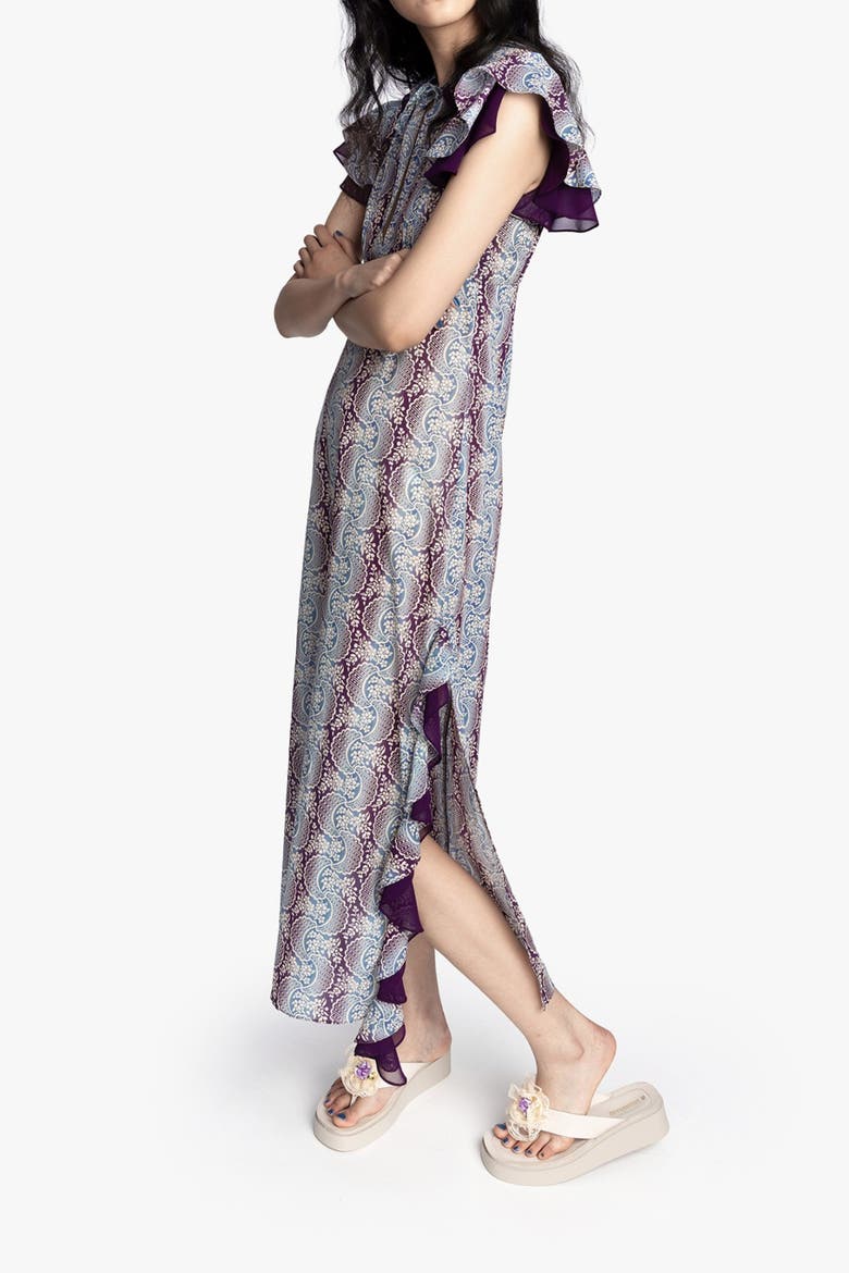 Ombre Ribbons Cotton Ruffle Dress, Alternate, color, AMETHYST MULTI