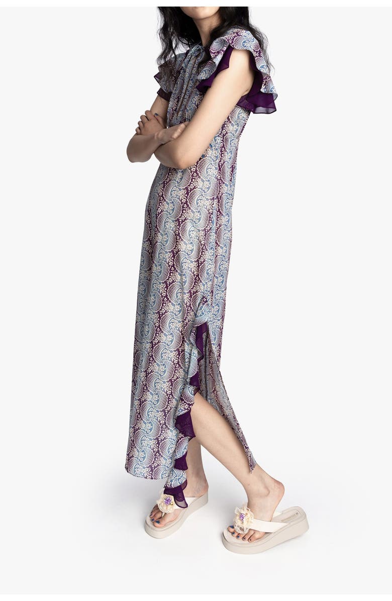 Anna Sui Ombre Ribbons Cotton Ruffle Dress, Alternate, color, Amethyst Multi