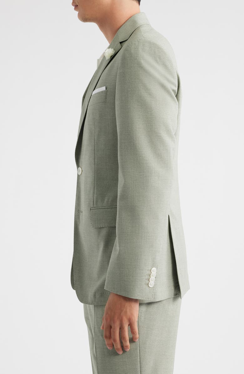 BOSS Hutson Slim Fit Microcheck Wool Blend Sport Coat, Alternate, color, Medium Green