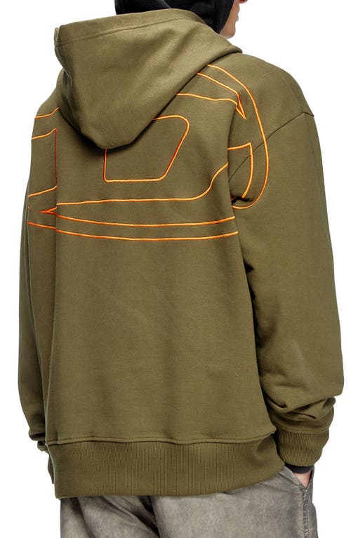 Diesel ® S-macs-hood-megovol-d Cotton French Terry Hoodie In Olive/green