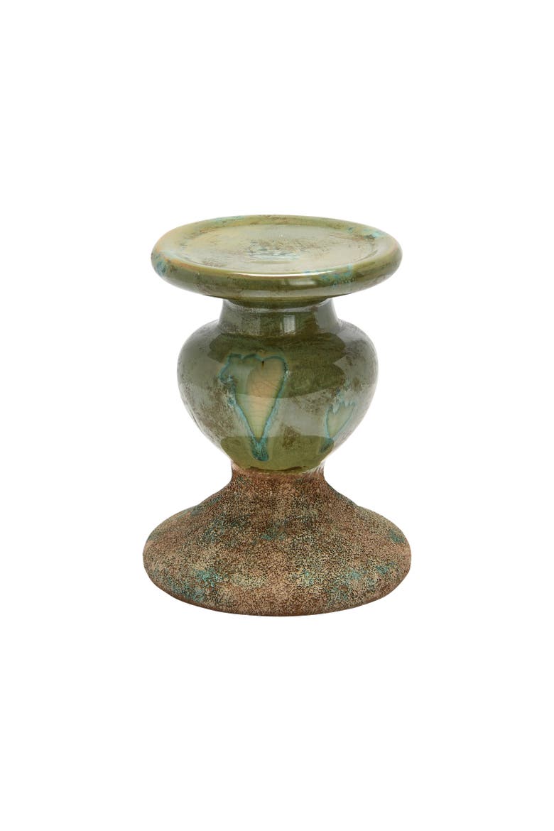 2-Tone Sculptural Pillar Candle Holder, Main, color, Green