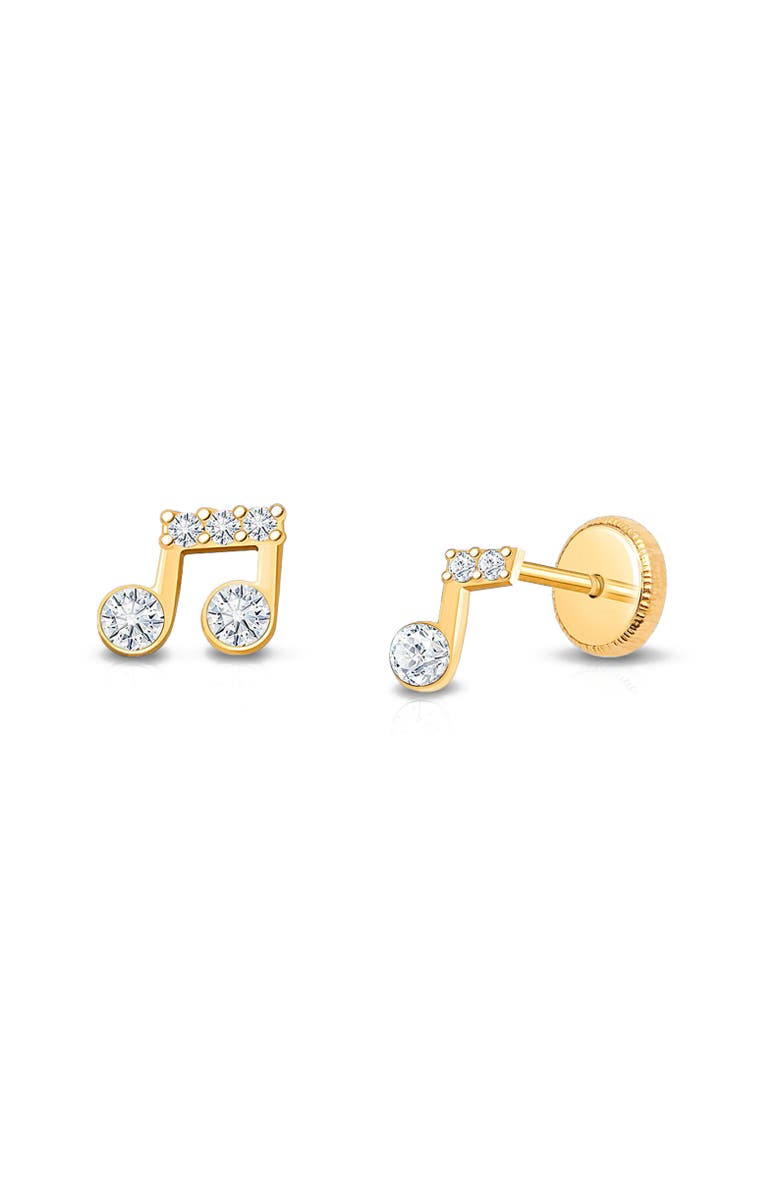 Tiny Blessings 14K Gold Magical Music Notes Studs Screw Back Earrings, Main, color, 14K Yellow Gold