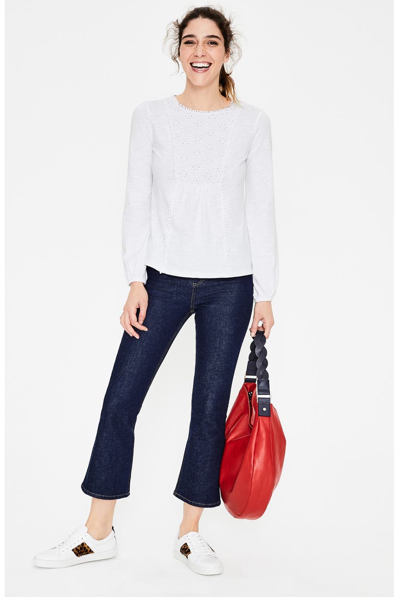 Cleo Jersey & Eyelet Top, Alternate, color, WHITE