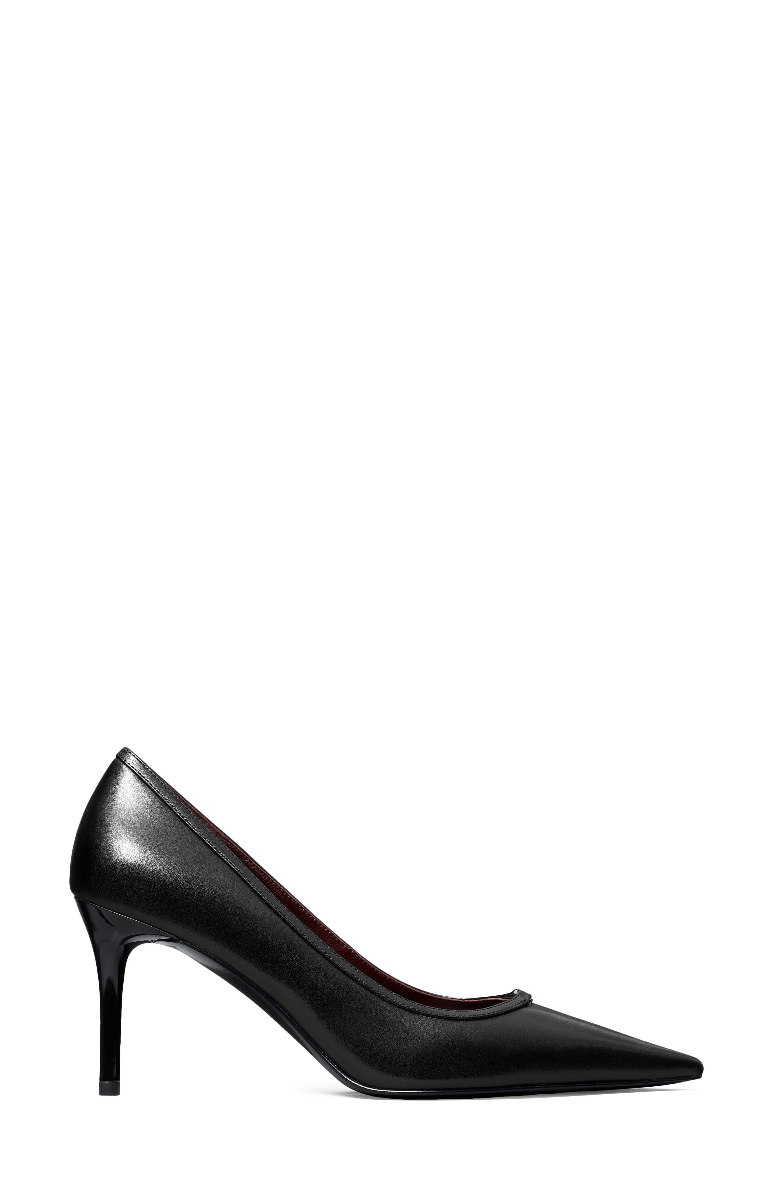 Tory Burch Double T Buckle Pointed Toe Pump, Alternate, color, Perfect Black / Perfect Black
