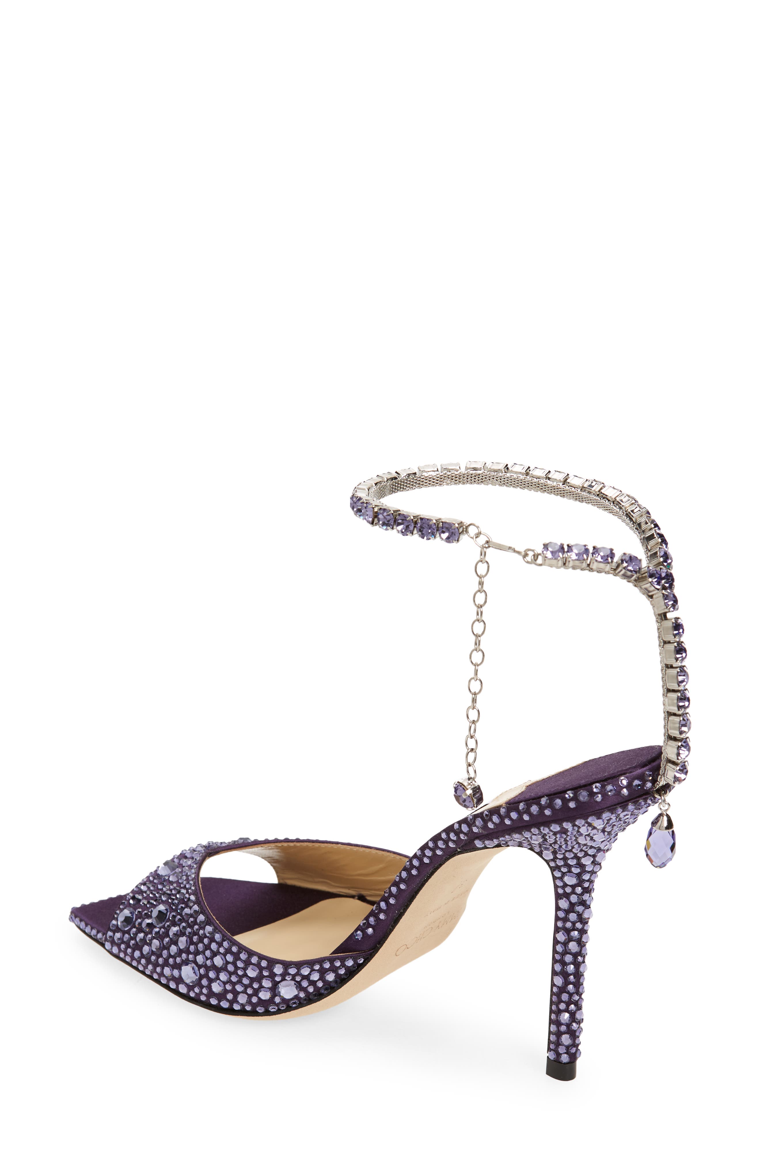 Jimmy Choo Saeda Crystal Ankle Strap Sandal, Alternate, color, 