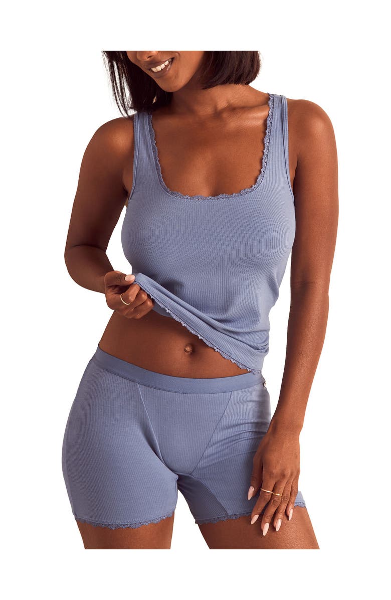 Adore Me Tayler Pajama Tank & Boxer Shorts Set, Alternate, color, Medium Blue
