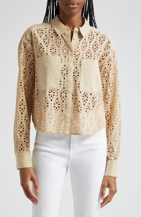 Aderes Eyelet Embroidered Cotton Button-Up Shirt