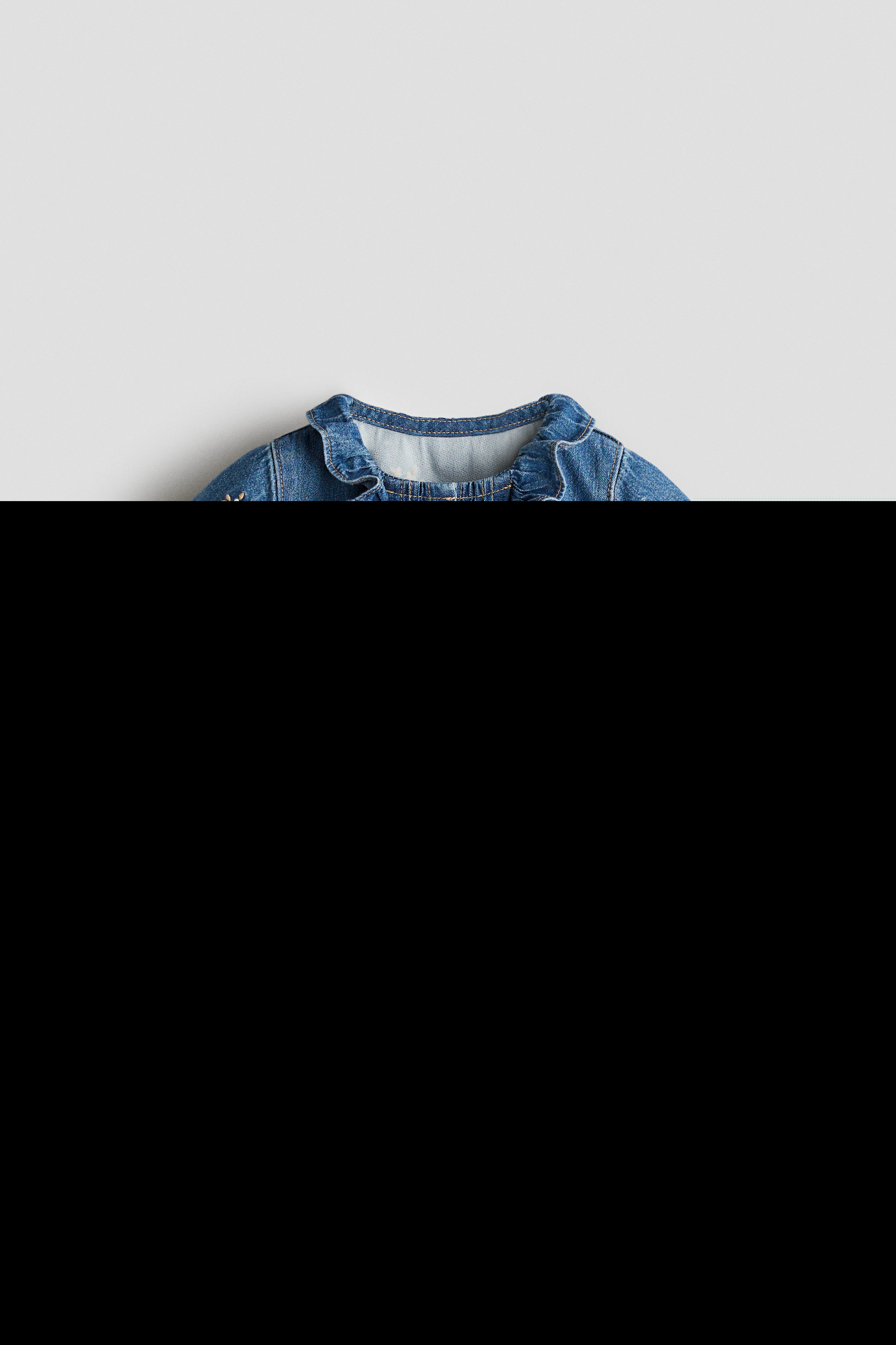 H&M Embroidery-detail Denim Blouse, Alternate, color, Denim Blue/Flowers