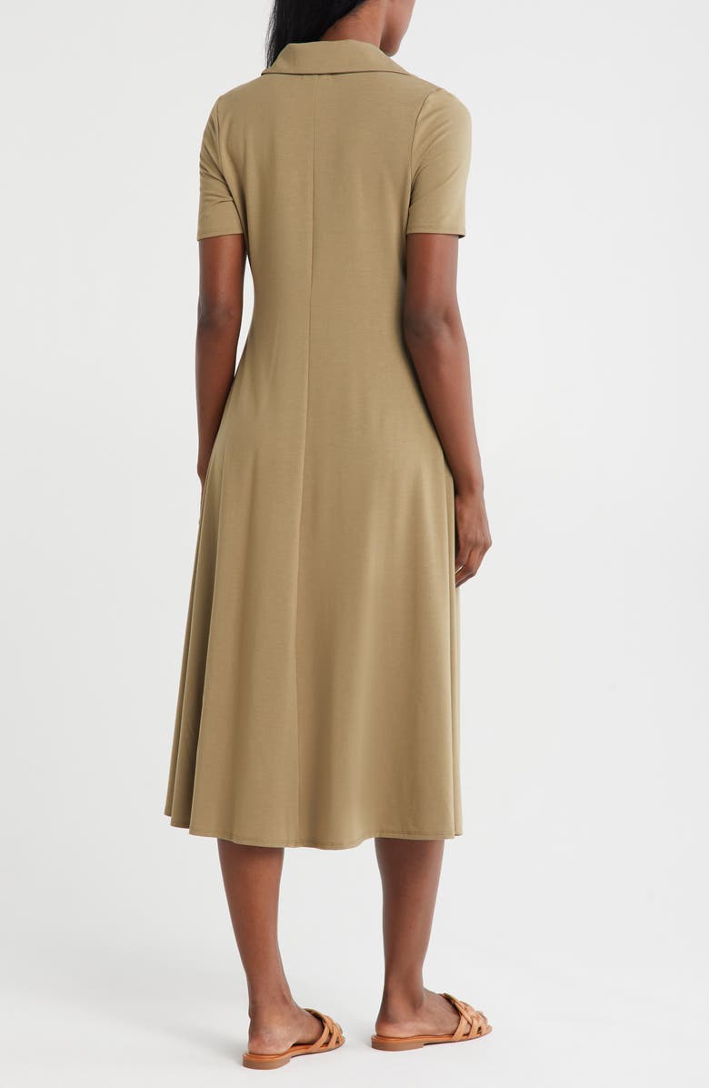 NORDSTROM RACK Short Sleeve Knit Polo Dress, Alternate, color, Olive Covert