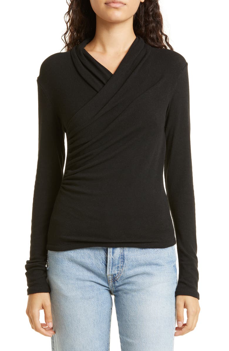 Vince Wrap Front Long Sleeve Knit Top, Main, color,