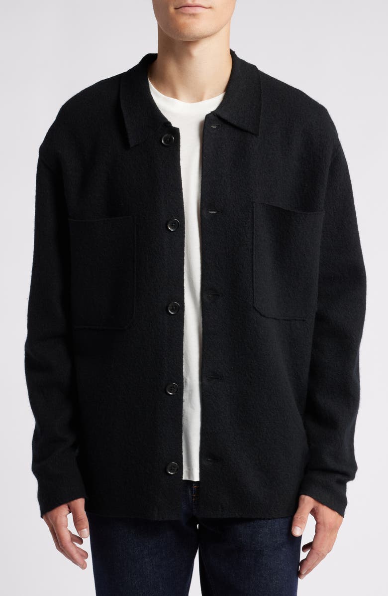 NN07 Jonas Boiled Wool Shirt Jacket, Main, color, Black