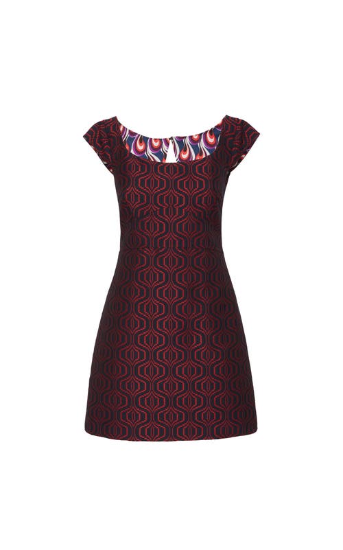La Doublej Arabesque Mini Dress Pixel Jacquard Blue In Blue
