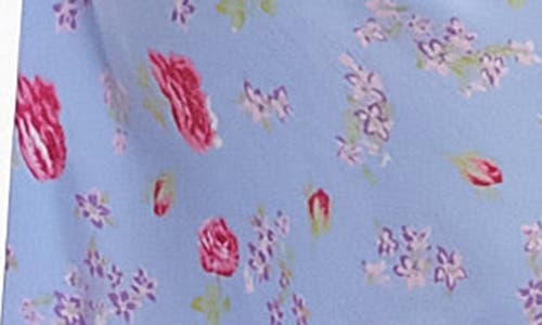 Topshop Floral Puff Sleeve Midi Dress In Blue
