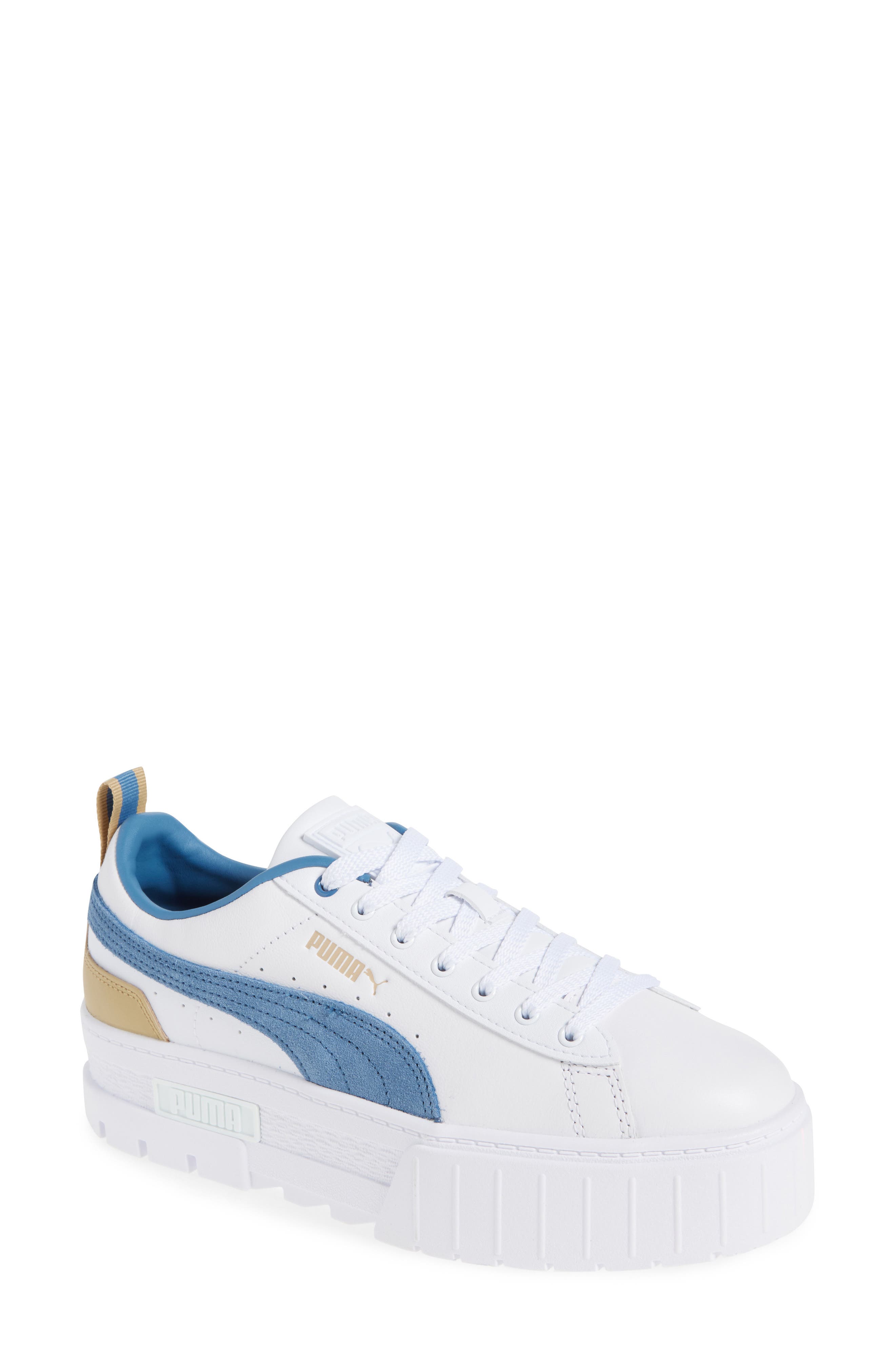 PUMA Mayze Classic Platform Sneaker, Main, color, Puma White-Blue Horizon