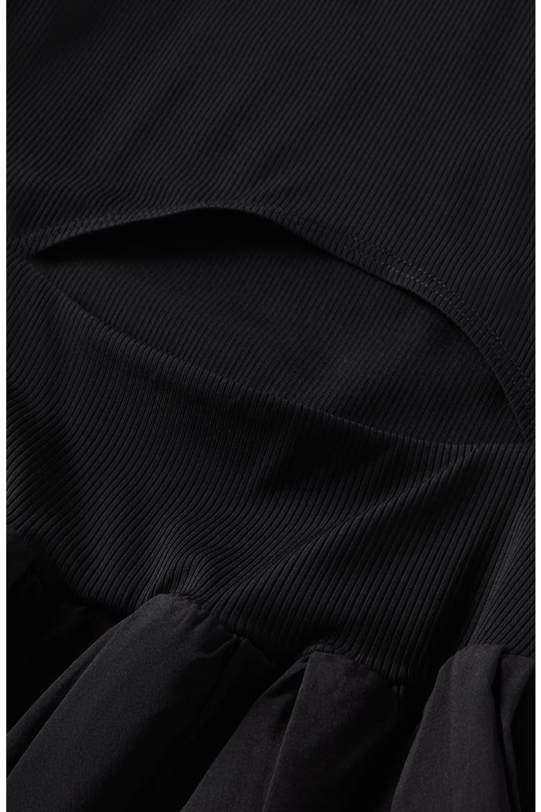 Kids' Deuce Ribbed Bodice Pleated Skirt Dress, Alternate, color, BLACK