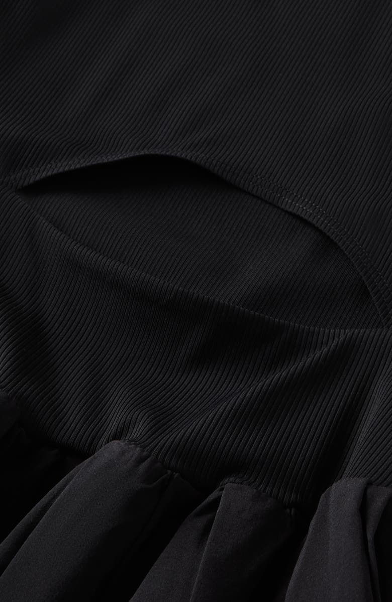 Zella Girl Kids' Deuce Ribbed Bodice Pleated Skirt Dress, Alternate, color, Black