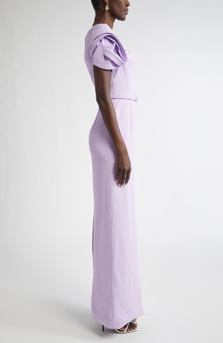 Oscar de la Renta Rosette Sleeve Stretch Cady Column Gown, Alternate, color, Thistle