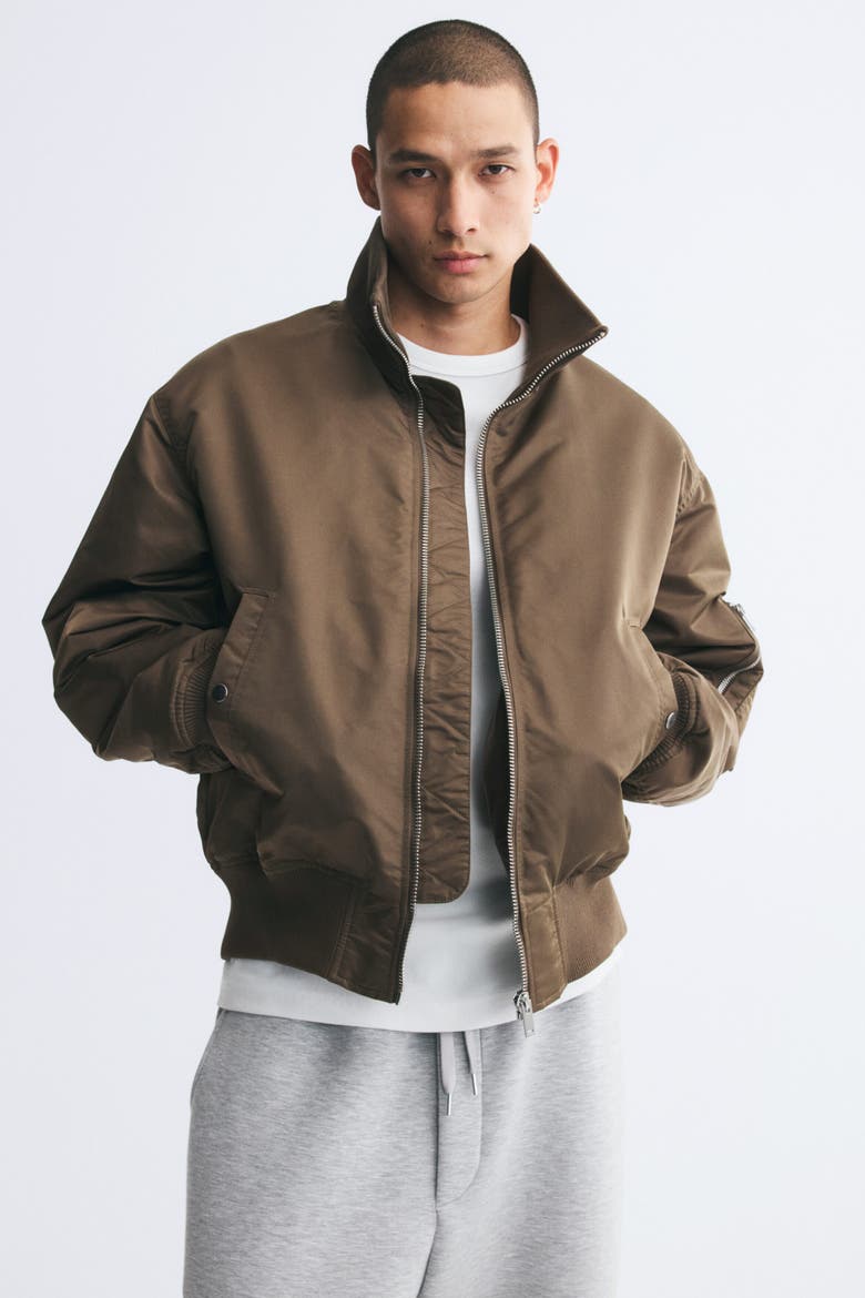Padded Bomber Jacket, Main, color, Dark taupe