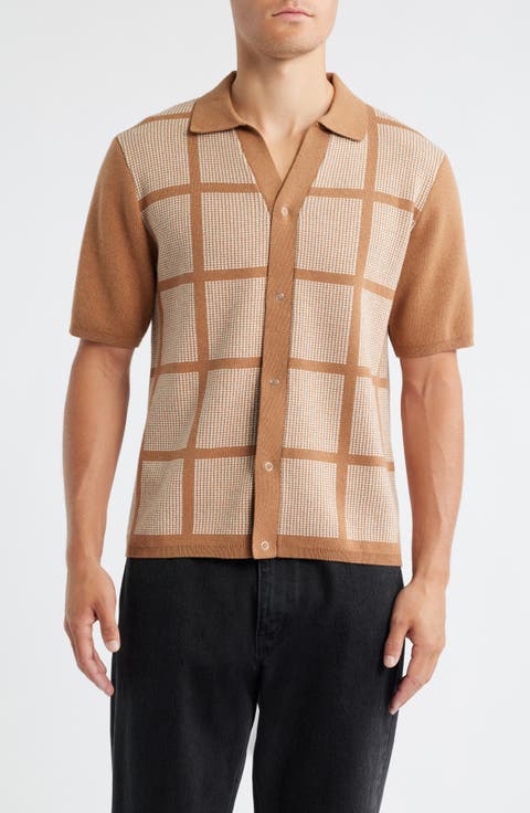 Costa Geo Pattern Short Sleeve Wool & Cotton Cardigan