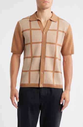 Percival Costa Geo Pattern Short Sleeve Wool & Cotton Cardigan