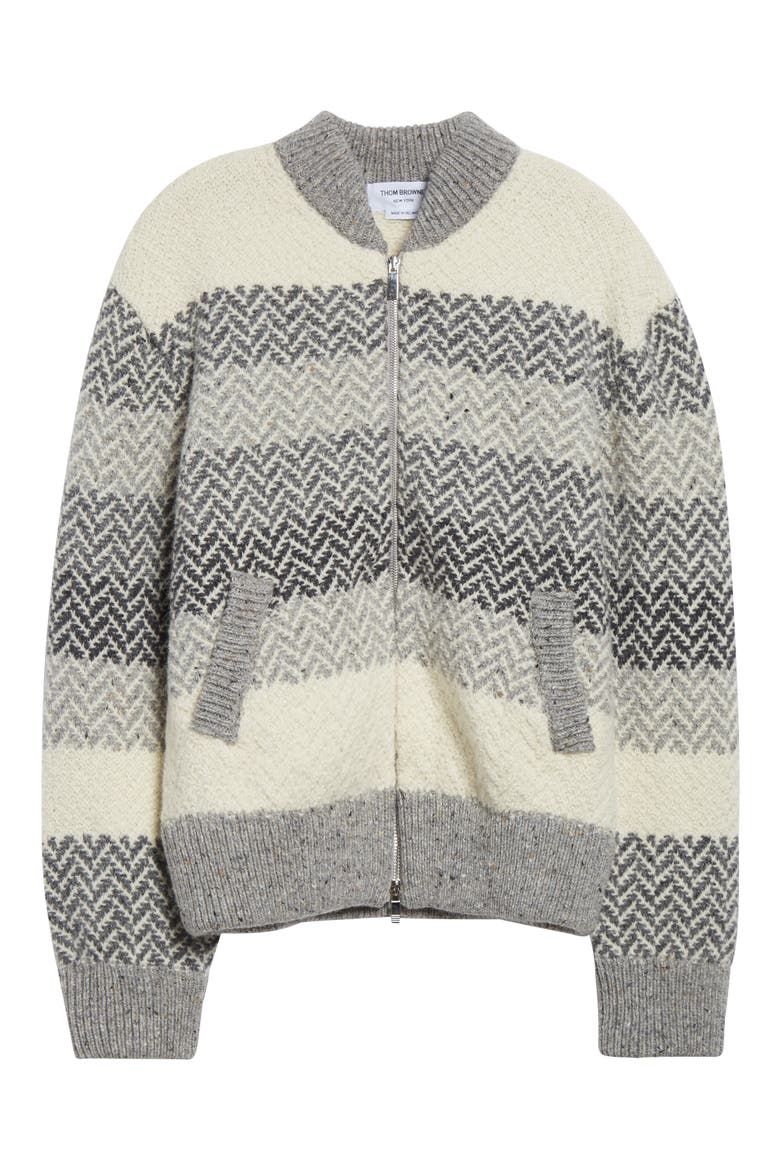 Stripe Herringbone Wool & Mohair Jacket, Main, color, TONAL GREY
