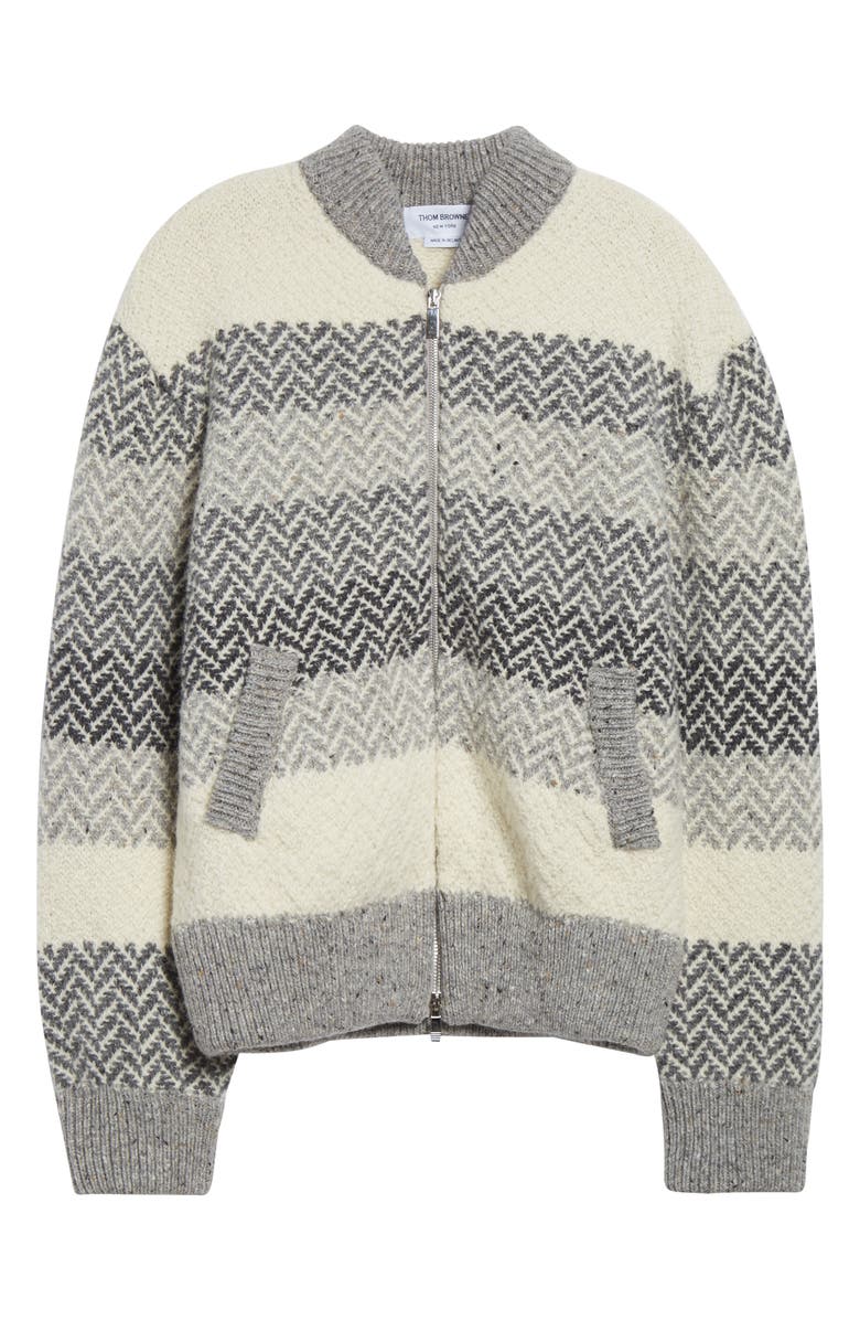 Thom Browne Stripe Herringbone Wool & Mohair Jacket, Main, color, Tonal Grey