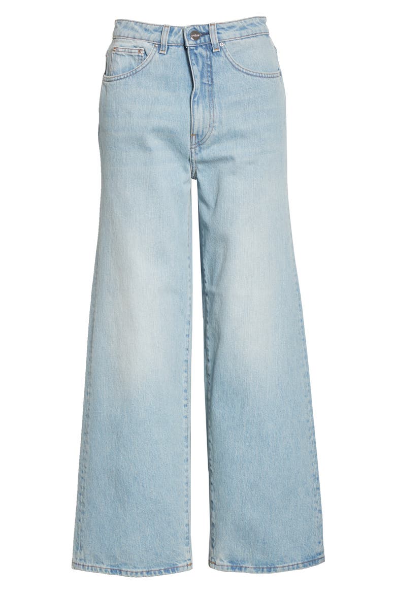 Totême High Waist Flare Crop Jeans, Alternate, color, LIGHT BLUE WASH