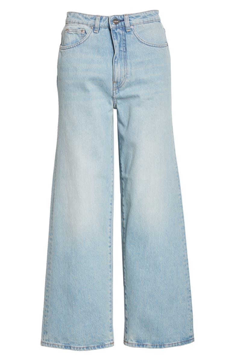 TOTEME High Waist Flare Crop Jeans, Alternate, color, 