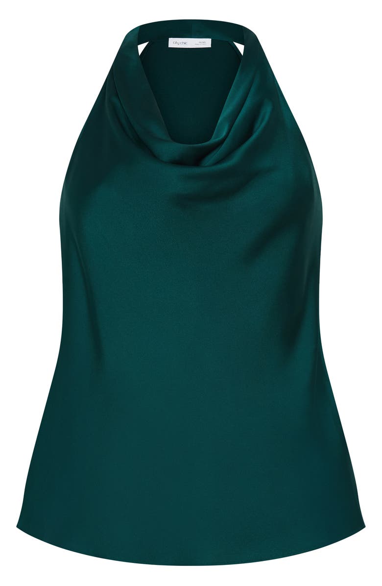 City Chic Chloe Cowl Neck Satin Top, Alternate, color, Jade