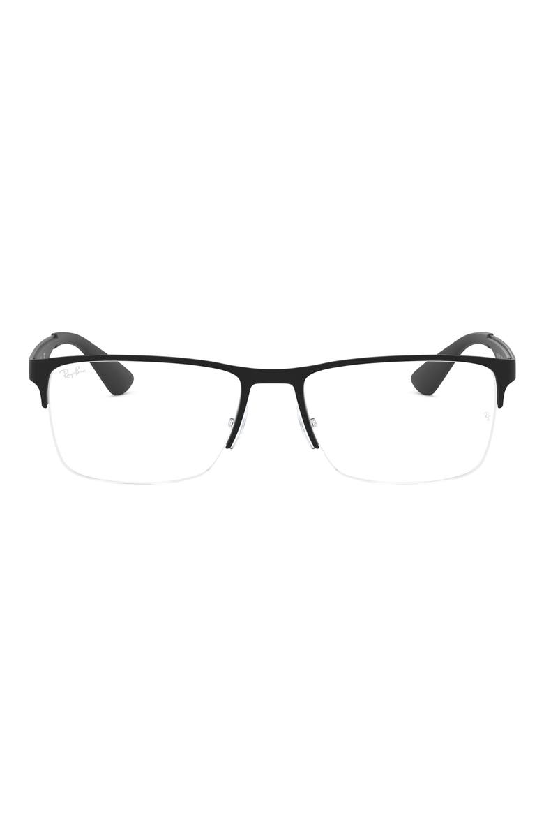 54mm Semi Rimless Rectangular Optical Glasses, Main, color, MATTE BLACK