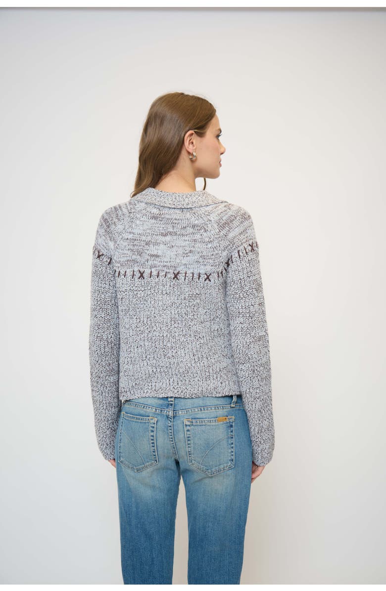 Central Park West Parker Marled Collared Cardigan, Alternate, color, Grey