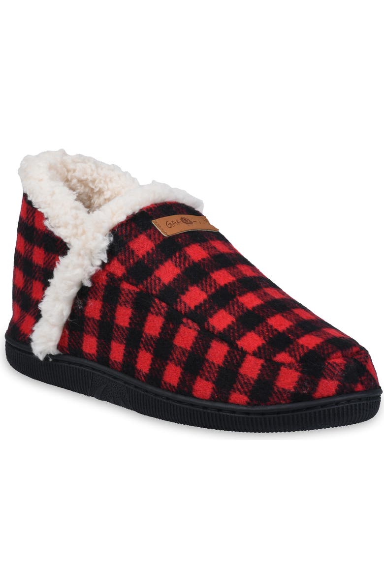 GAAHUU Buffalo Check Faux Shearling Slipper, Main, color,