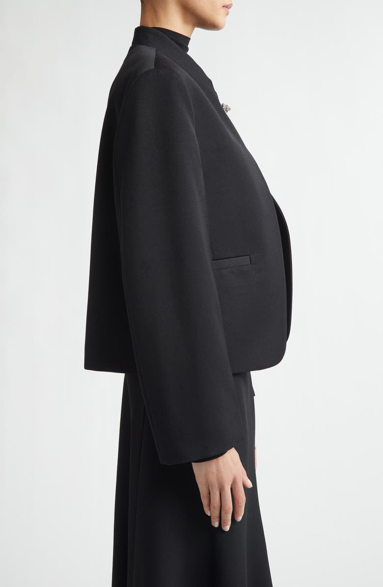 Jil Sander Jewel Detail Wool Crop Jacket, Alternate, color, Black