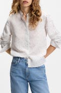 BOSS Bertyna Monday Stripe Crop Button-Up Shirt