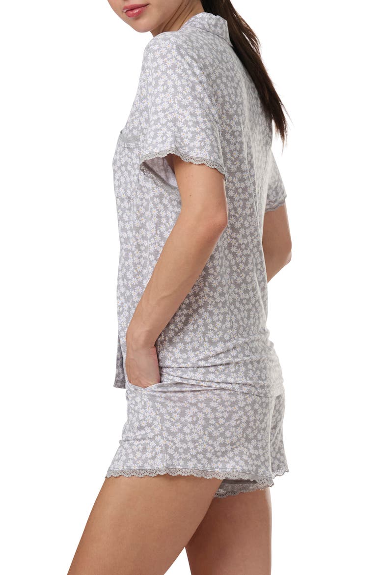 Notch Collar Short Pajamas, Alternate, color, DAISY POP TOSS