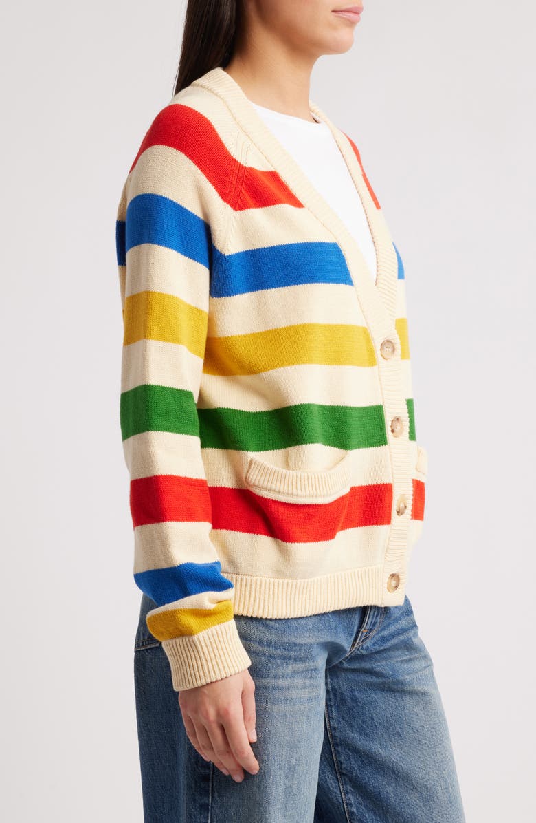 THE GREAT. The Varsity Stripe Cardigan, Alternate, color, 