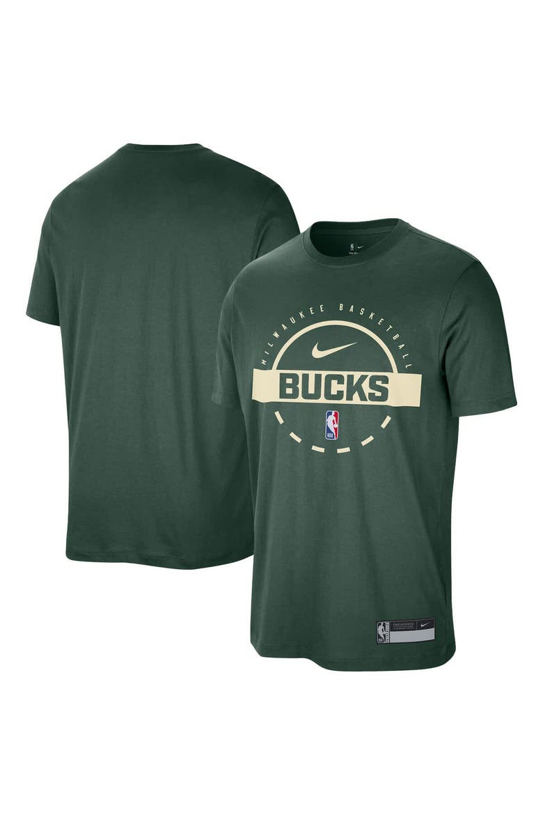 Men's Nike Hunter Green Milwaukee Bucks 2025/26 On-Court Flare Performance Practice T-Shirt, Main, color, Hunter Green