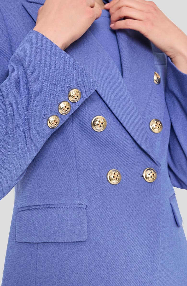 Tahari ASL Double Breasted Twill Blazer, Alternate, color, Deep Peri