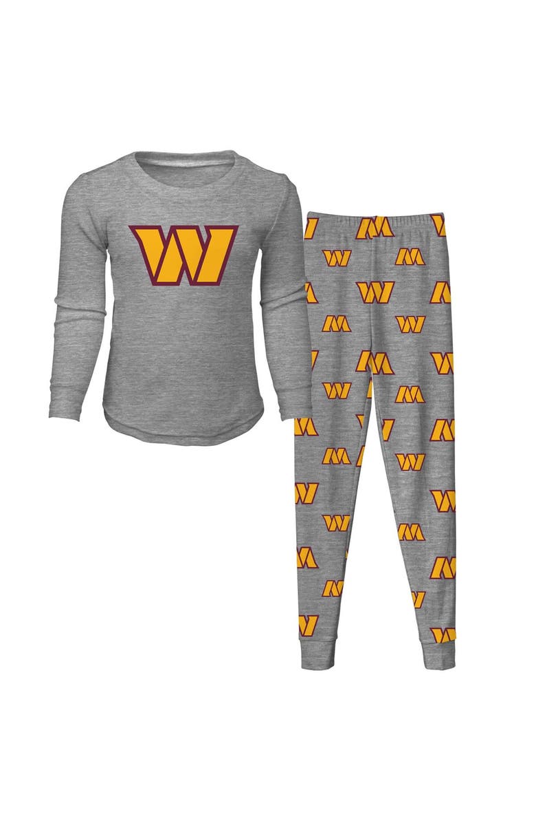 Outerstuff Preschool Heather Gray Washington Football Team Long Sleeve T-Shirt & Pants Sleep Set, Alternate, color, Heather Gray