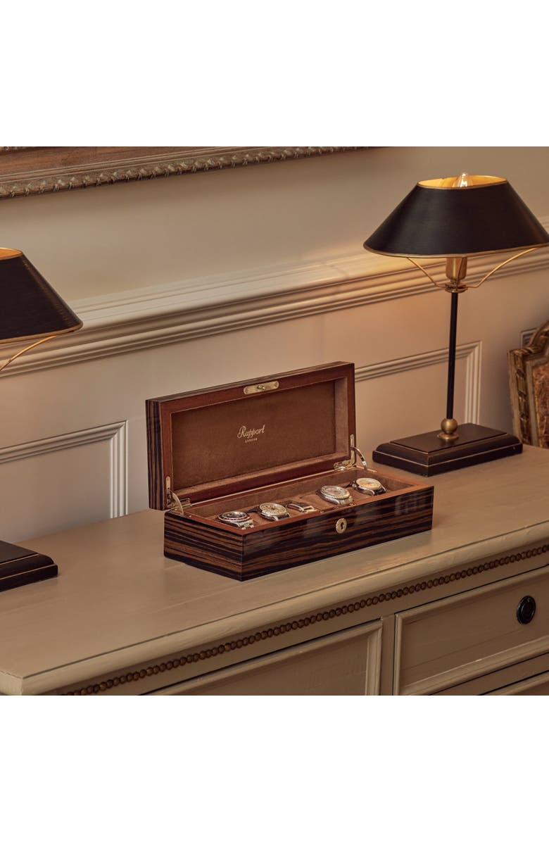 Rapport London HERITAGE FIVE WATCH BOX, Alternate, color, Macassar