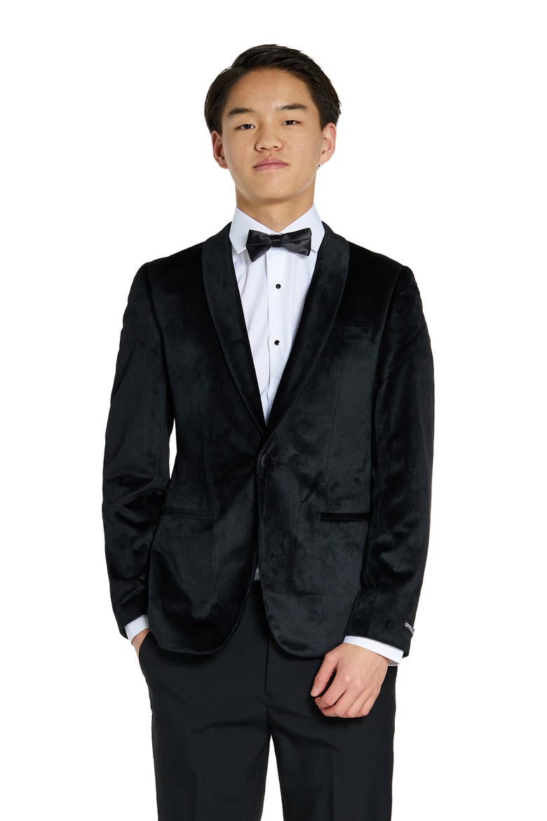Kids' Velvet Dinner Jacket, Main, color, BLACK