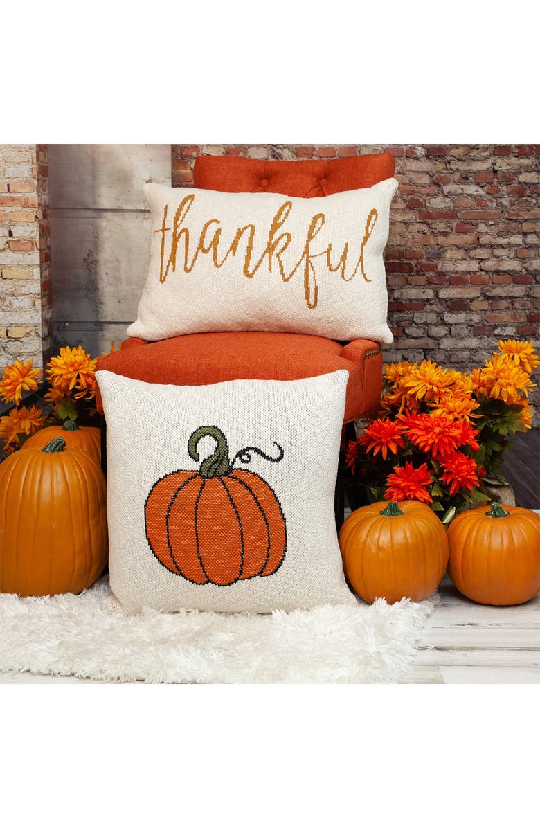 PARKLAND COLLECTION Gold Thankful Transitional Beige Throw Pillow, Alternate, color, Beige